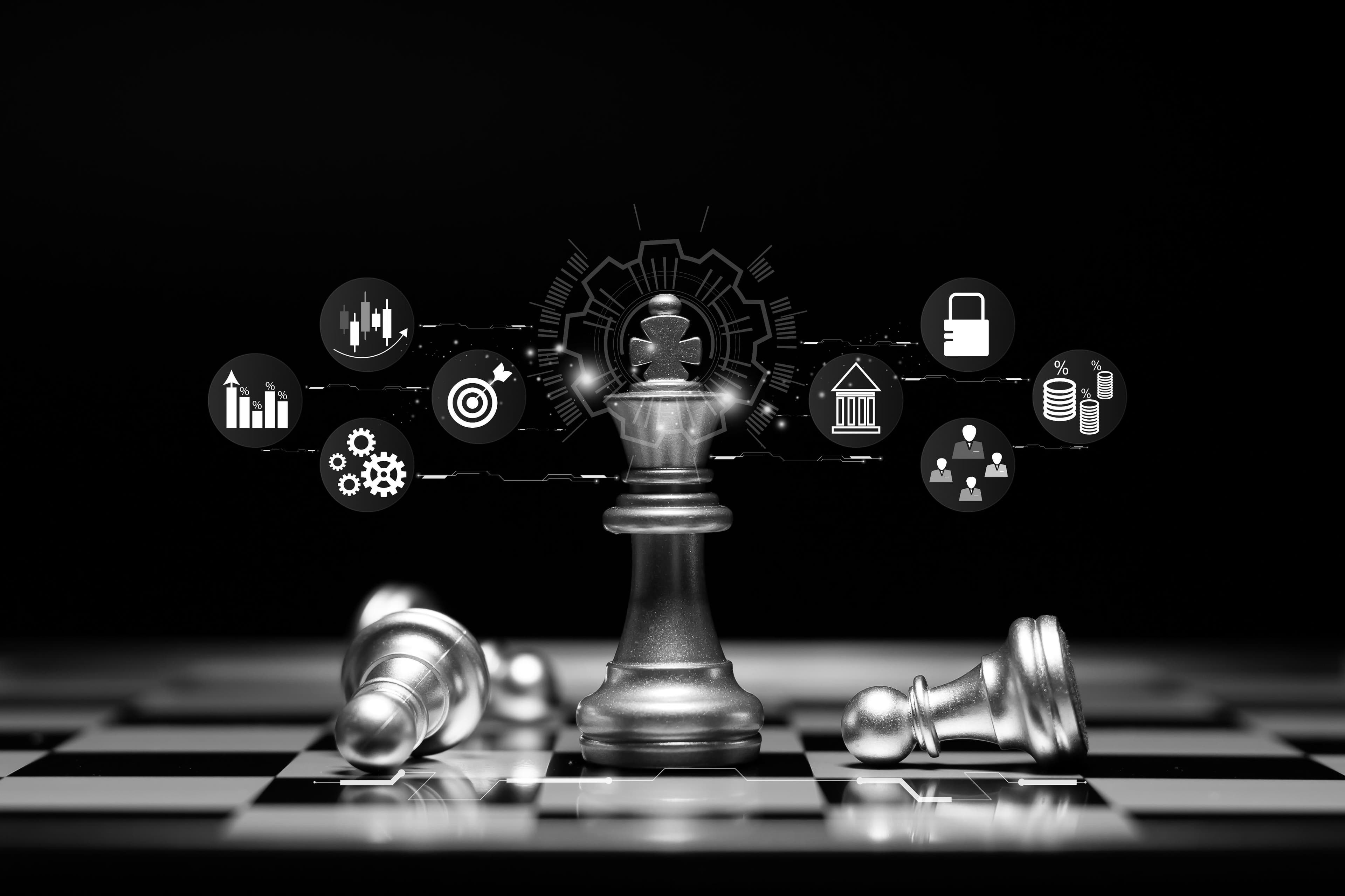 Chess king among digital icons
